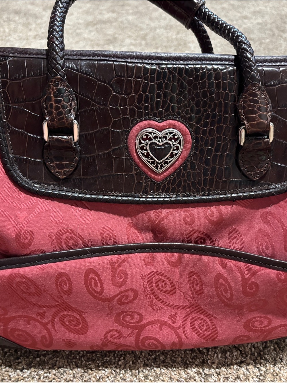 Brighton Pink and Brown Heart-Accent Shoulder Bag